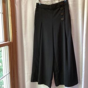 Zara Black Wide-Leg Pants with Side Button Detail